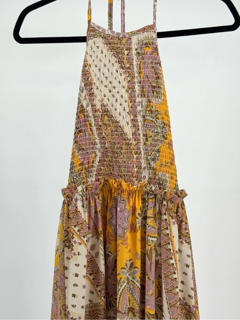 Boho Halter Maxi Dress in Beige and Mustard - Picture 5 of 7
